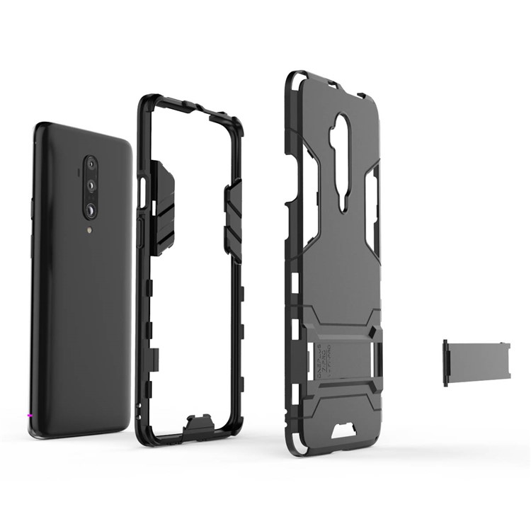 Caso Híbrido De Plástico + TPU Com Suporte Para Oneplus 7 Pro - Preto-2
