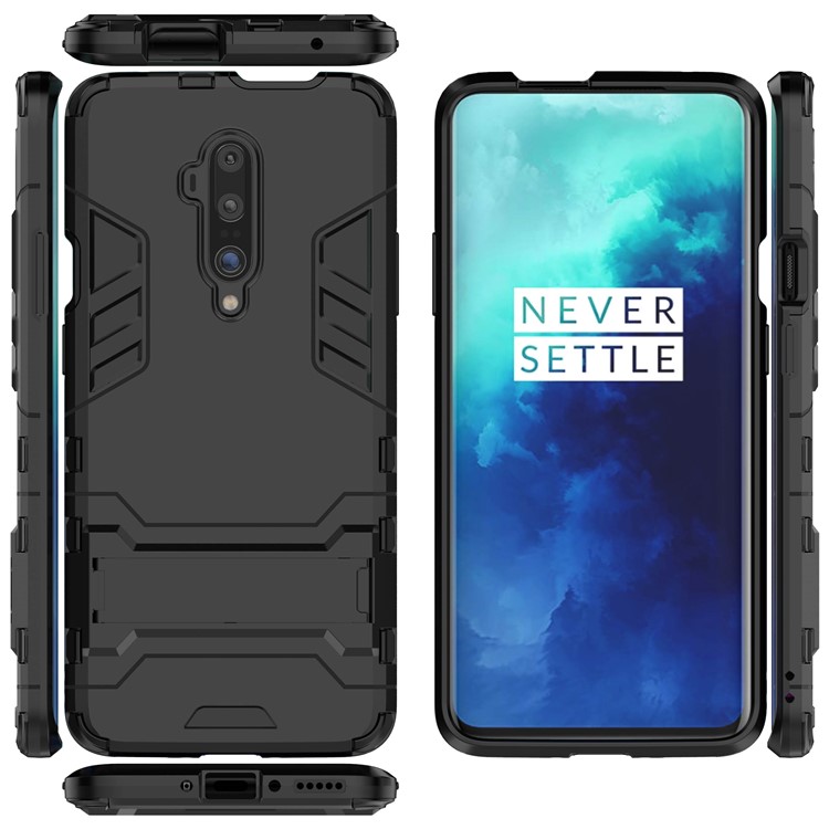 Caso Híbrido De Plástico + TPU Com Suporte Para Oneplus 7 Pro - Preto-5