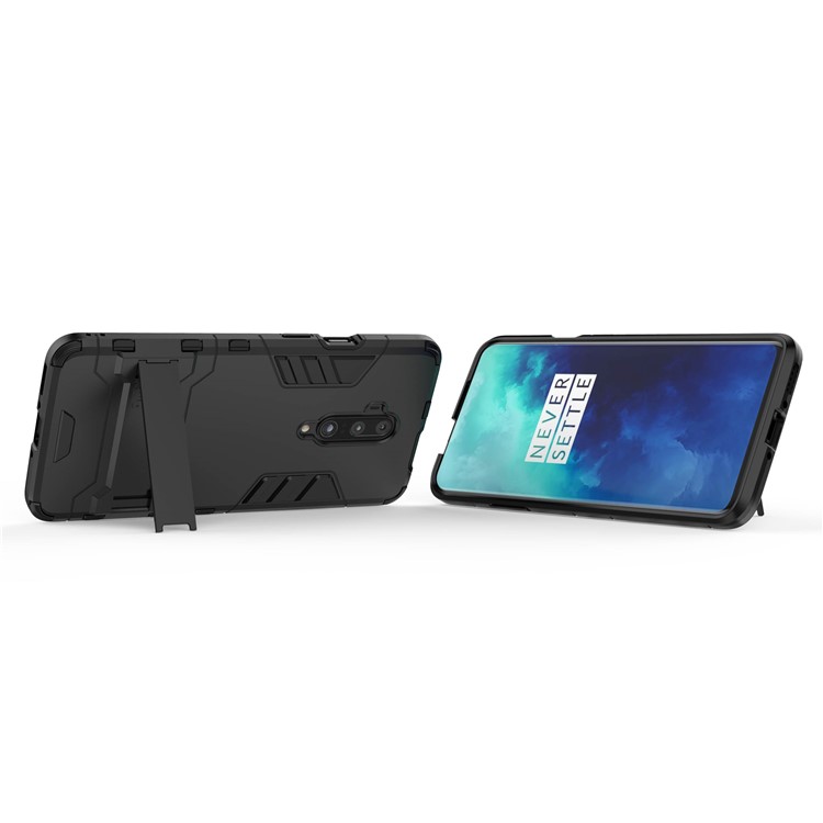Caso Híbrido De Plástico + TPU Com Suporte Para Oneplus 7 Pro - Preto-6