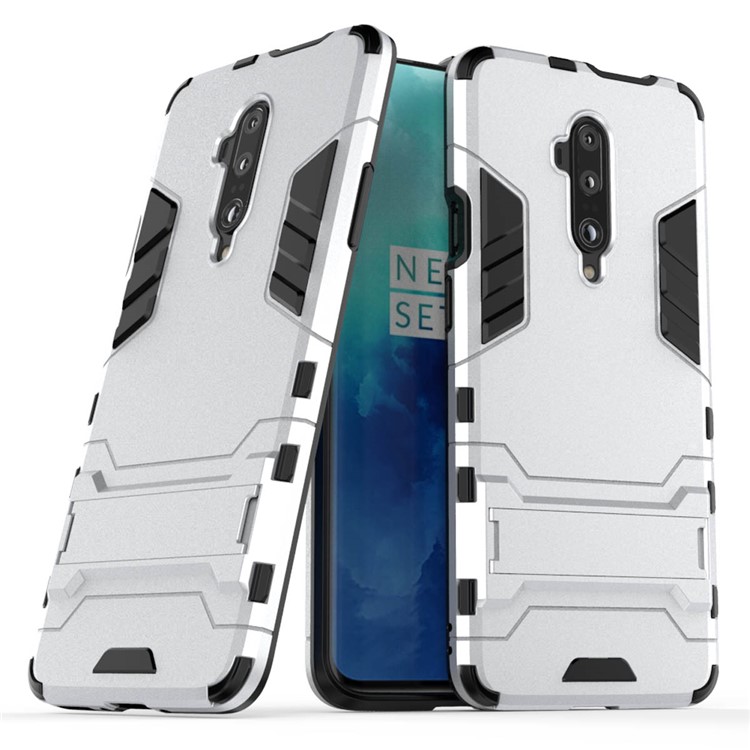 Estuche Híbrido De Plástico + TPU Con Pie De Apoyo Para Oneplus 7 Pro - Blanco-1