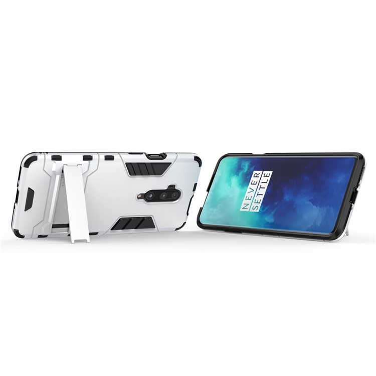 Estuche Híbrido De Plástico + TPU Con Pie De Apoyo Para Oneplus 7 Pro - Blanco-3