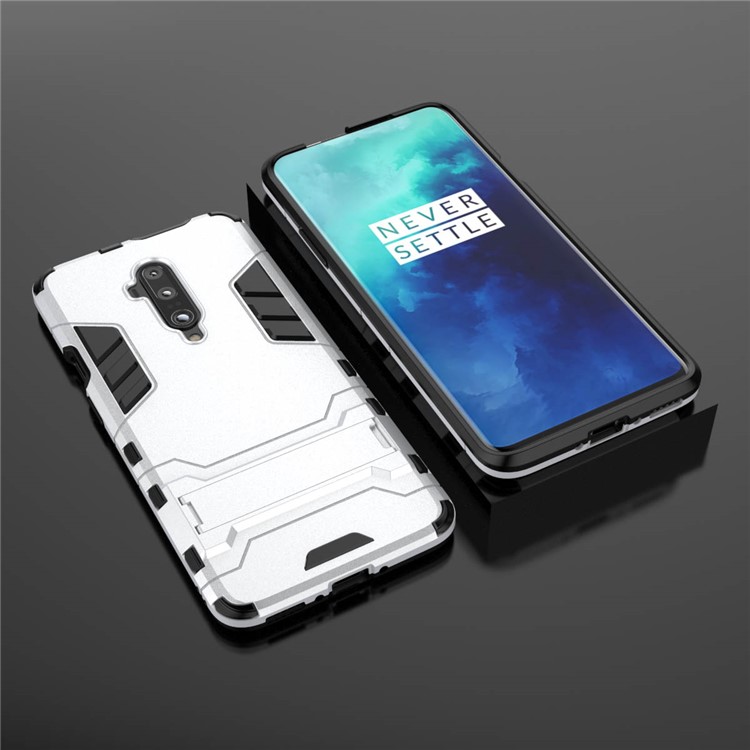Estuche Híbrido De Plástico + TPU Con Pie De Apoyo Para Oneplus 7 Pro - Blanco-4