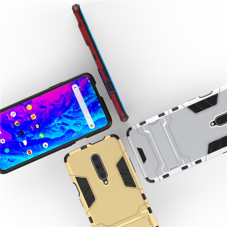 Estuche Híbrido De Plástico + TPU Con Pie De Apoyo Para Oneplus 7 Pro - Blanco-6
