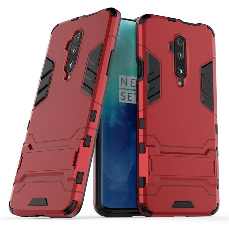 Plastic + TPU Hybrid Case with Kickstand for OnePlus 7 Pro - Red-1