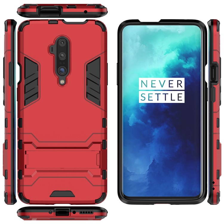 Plastic + TPU Hybrid Case with Kickstand for OnePlus 7 Pro - Red-2