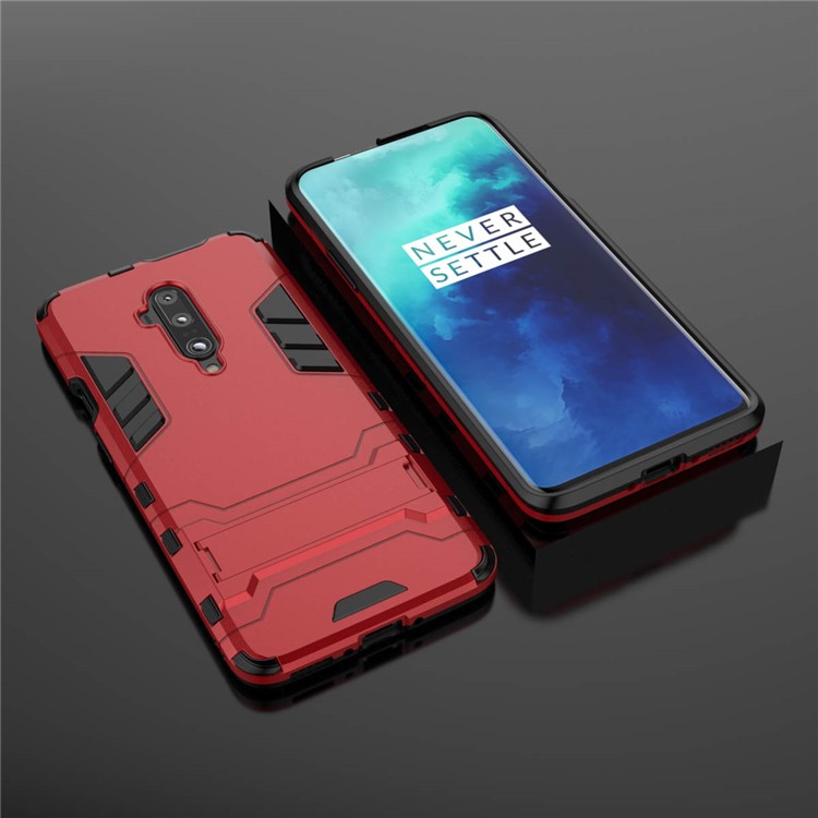 Plastic + TPU Hybrid Case with Kickstand for OnePlus 7 Pro - Red-4