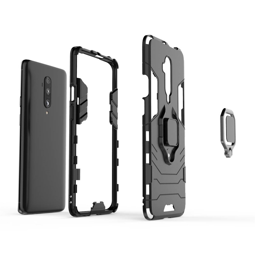 Cool Guard Ring Holder Kickstand PC TPU Hybrid Case Para OnePlus 7 Pro - Negro-2