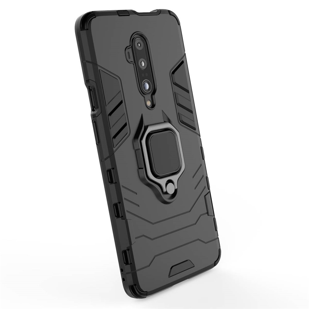 Cool Guard Ring Holder Kickstand PC TPU Hybrid Case Para OnePlus 7 Pro - Negro-4