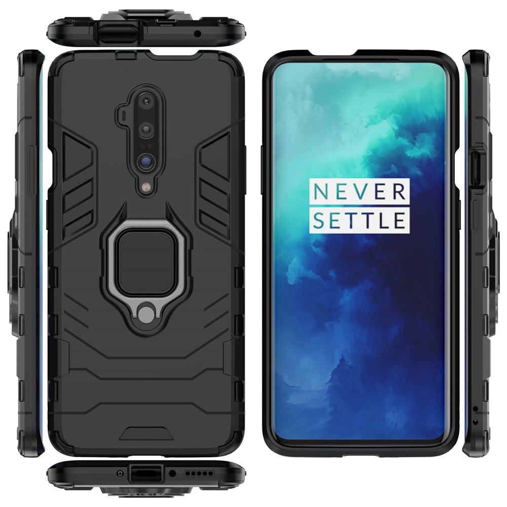 Cool Guard Ring Holder Kickstand PC TPU Hybrid Case Para OnePlus 7 Pro - Negro-5