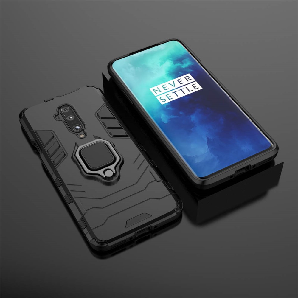 Cool Guard Ringhalter Kickstand PC TPU Hybrid -hülle Für OnePlus 7 Pro - Schwarz