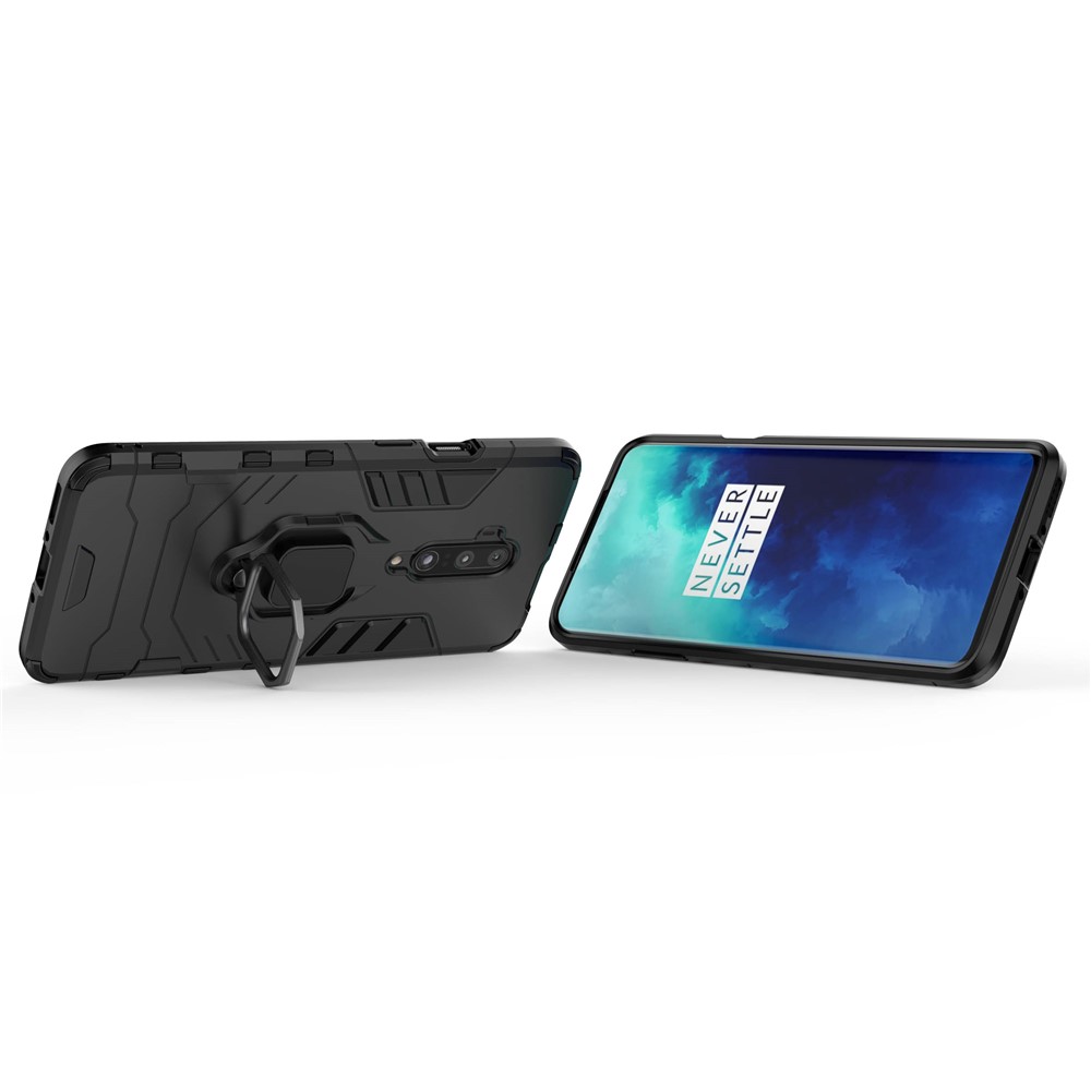 Cool Guard Ringhalter Kickstand PC TPU Hybrid -hülle Für OnePlus 7 Pro - Schwarz