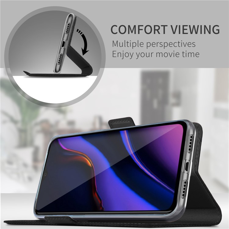 Caja Magnética Para Soporte De Flip TPU + PU Con Soporte De Tarjeta Para Oneplus 7 - Negro-3