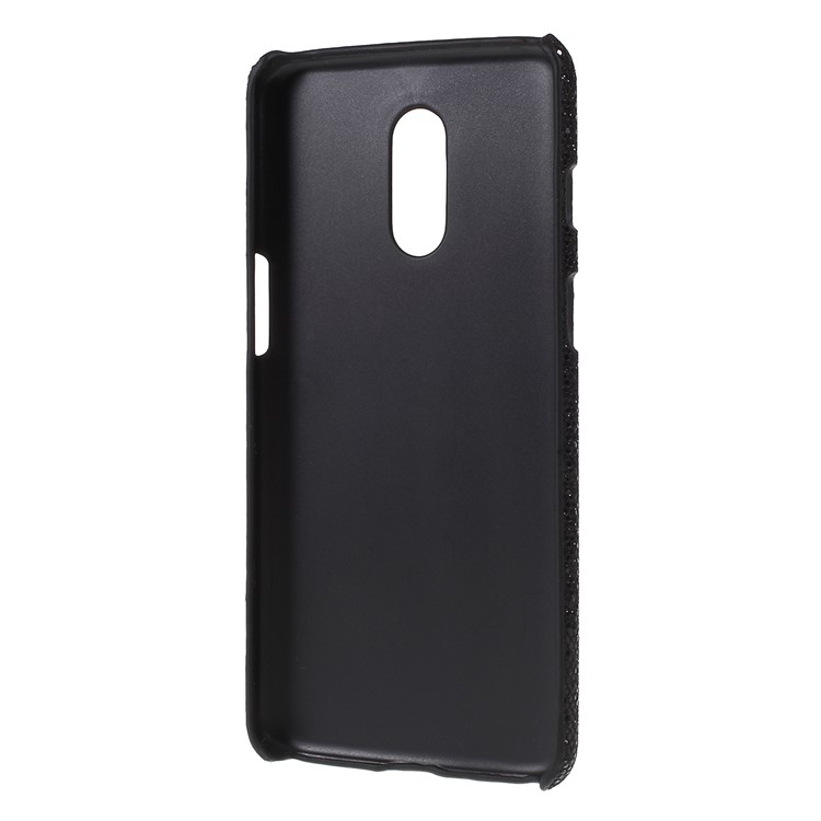 PU Leather Coated PC Back Case for OnePlus 7 - Black Glitter Powder-3