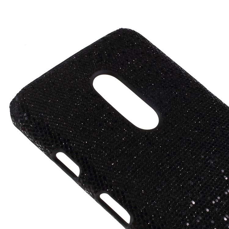 PU Leather Coated PC Back Case for OnePlus 7 - Black Glitter Powder-4