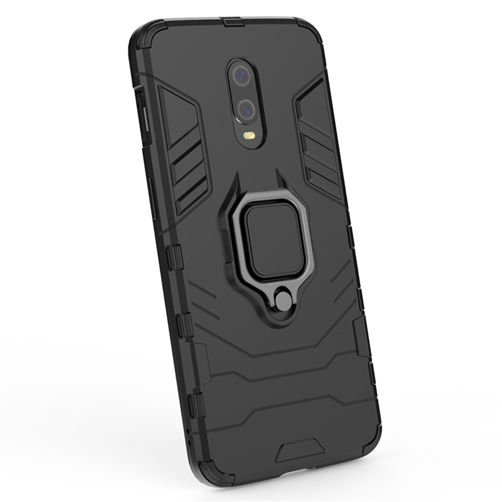 Cool Armor Guard Style Ring Holder Kickstand PC TPU Hybrid Phone Case for OnePlus 7 - Black-8