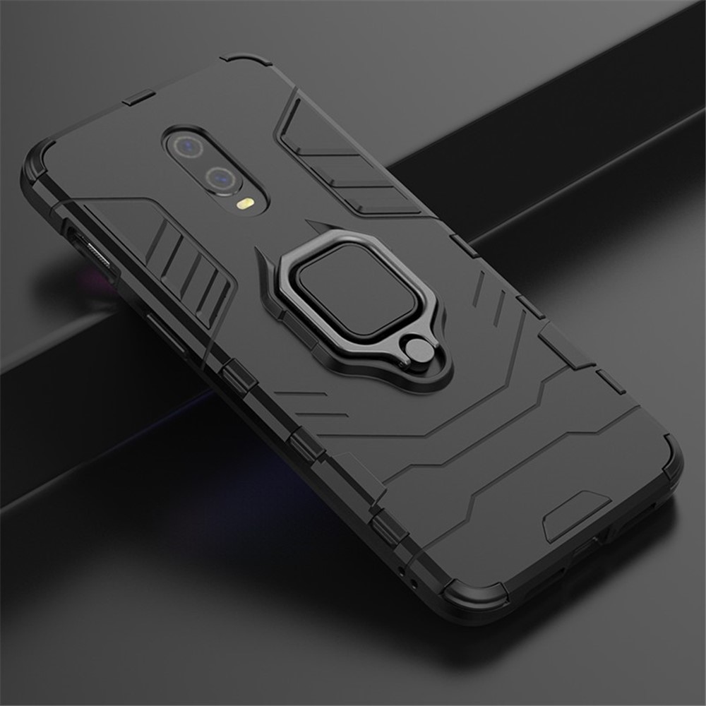 Cool Armor Guard Style Ring Holder Kickstand PC TPU Hybrid Phone Case for OnePlus 7 - Black-9