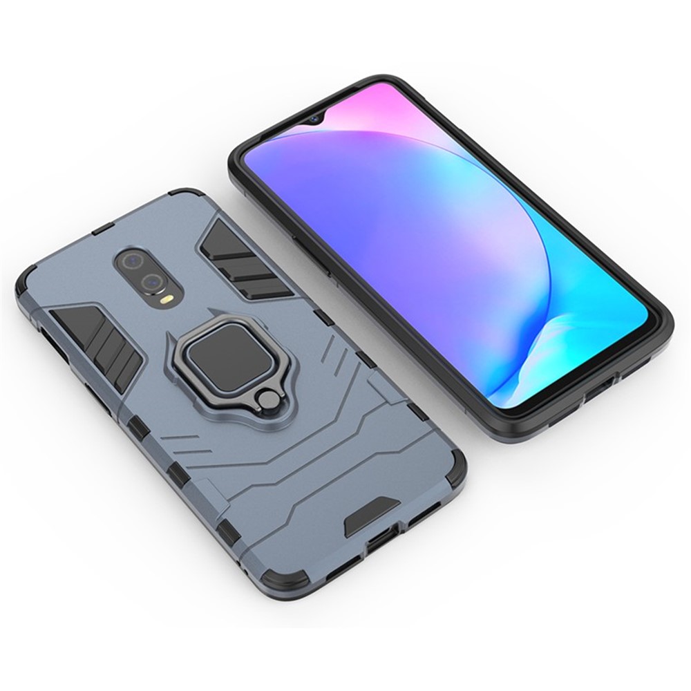 Guarda Armadura Legal Anel De Estilo Titular Kickstand PC TPU Híbrido Caso De Telefone Para Oneplus 7 - Azul-3