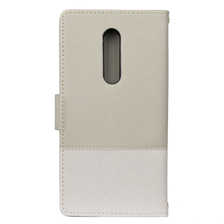 Color-block Cross Texture PU Leather Wallet Stand Phone Cover for OnePlus 7 Pro - Beige-2