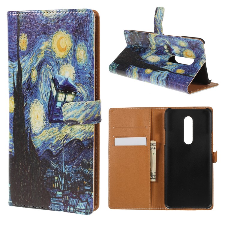 Pattern Printing Wallet Leather Stand Phone Case for OnePlus 7 Pro - Starry Sky-1