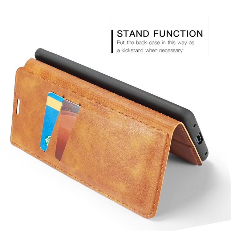 Ultra-thin Simple Style Leather Flip Phone Cover Case with Card Slots for OnePlus 7 Pro - Brown-2