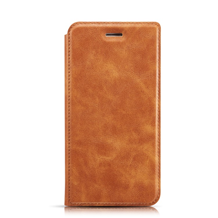 Ultra-thin Simple Style Leather Flip Phone Cover Case with Card Slots for OnePlus 7 Pro - Brown-3