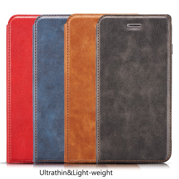 Ultra-thin Simple Style Leather Flip Phone Cover Case with Card Slots for OnePlus 7 Pro - Brown-8