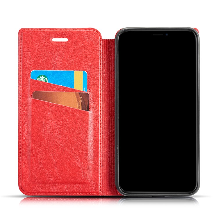 Ultra-thin Simple Style Leather Flip Phone Cover Case with Card Slots for OnePlus 7 - Red-2