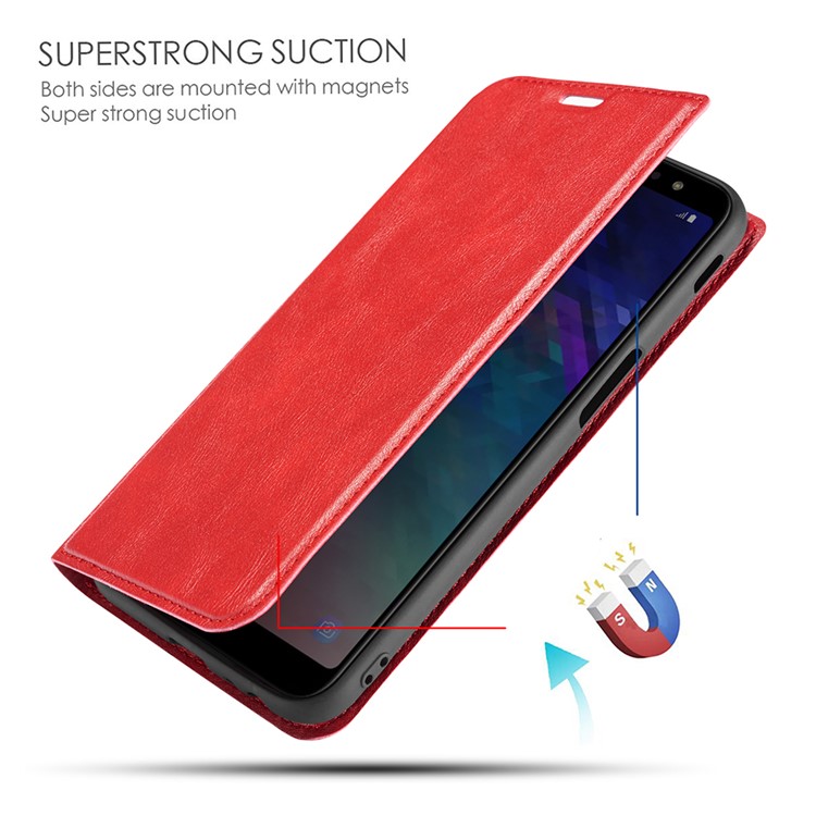 Ultra-thin Simple Style Leather Flip Phone Cover Case with Card Slots for OnePlus 7 - Red-4