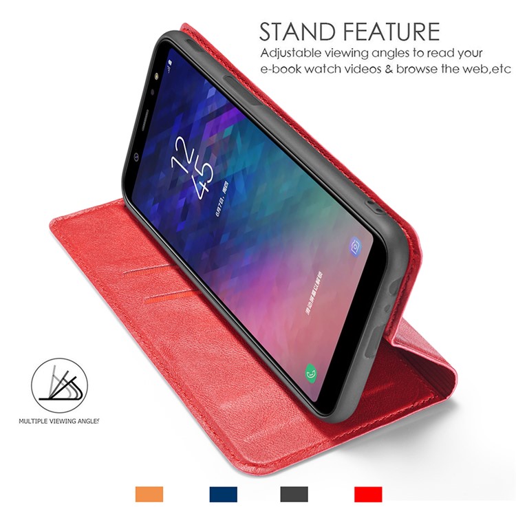 Ultra-thin Simple Style Leather Flip Phone Cover Case with Card Slots for OnePlus 7 - Red-5