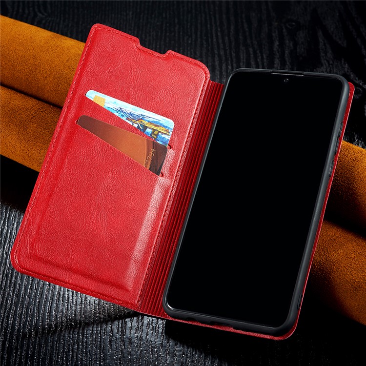 Ultra-thin Simple Style Leather Flip Phone Cover Case with Card Slots for OnePlus 7 - Red-7