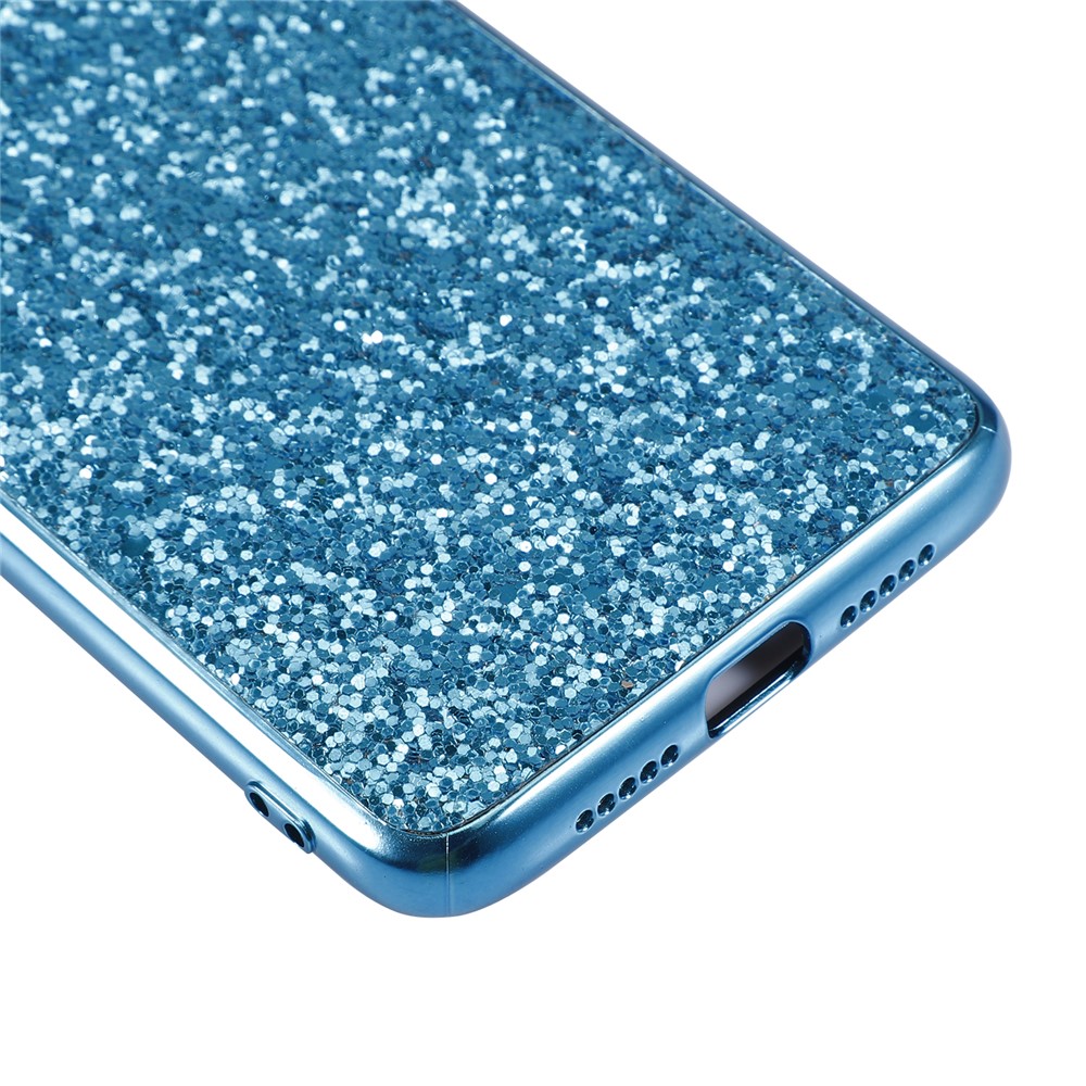 Lentejuelas Brillantes Electroplastando TPU Frame + PC Funda Protectora De La PC Para OnePlus 7 - Cian