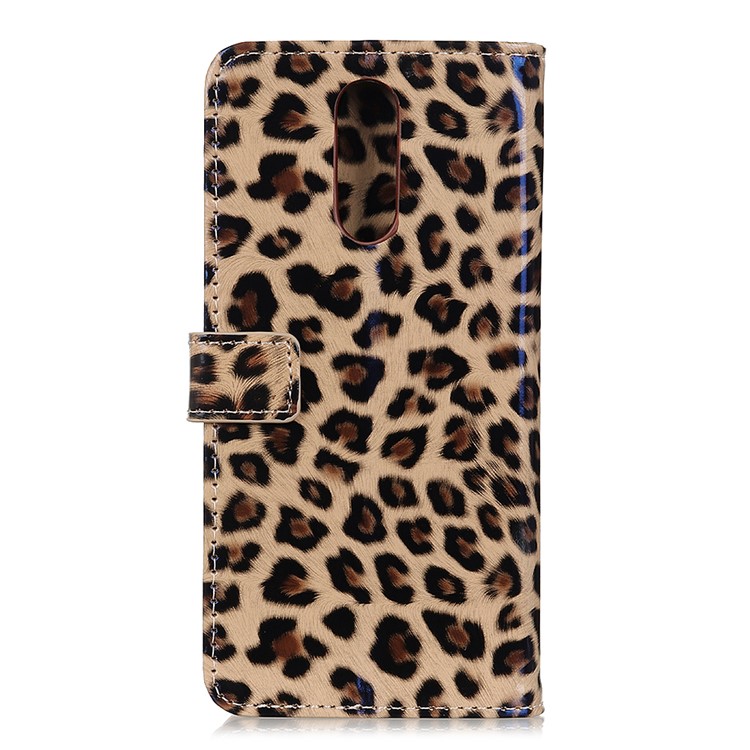 Leopard Pattern Glossy Wallet Leather Stand Phone Cover for OnePlus 7-3