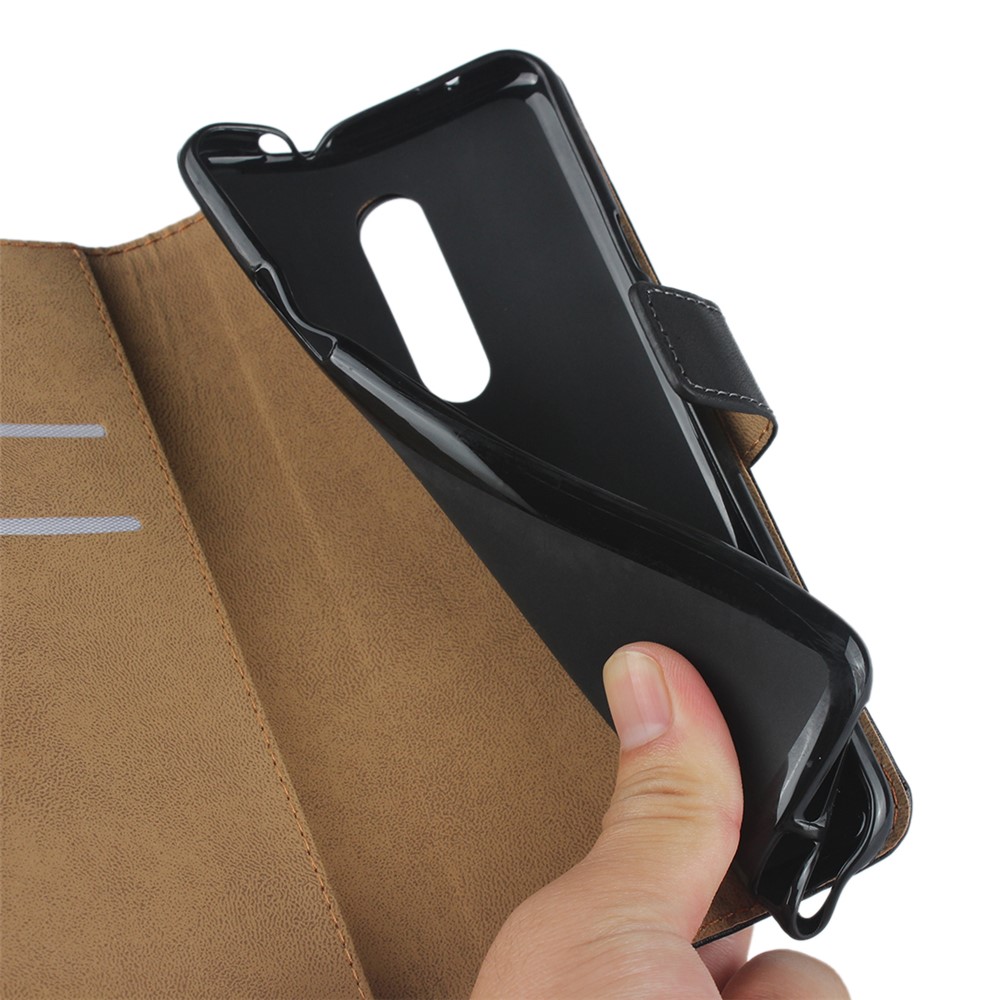 Capa de Telefone da Carteira de Couro Genuína Para OnePlus 7 Pro - Preto