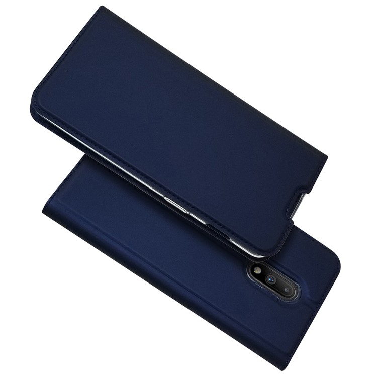 Magnetic Adsorption Leather Card Holder Casing for OnePlus 7 - Dark Blue-1