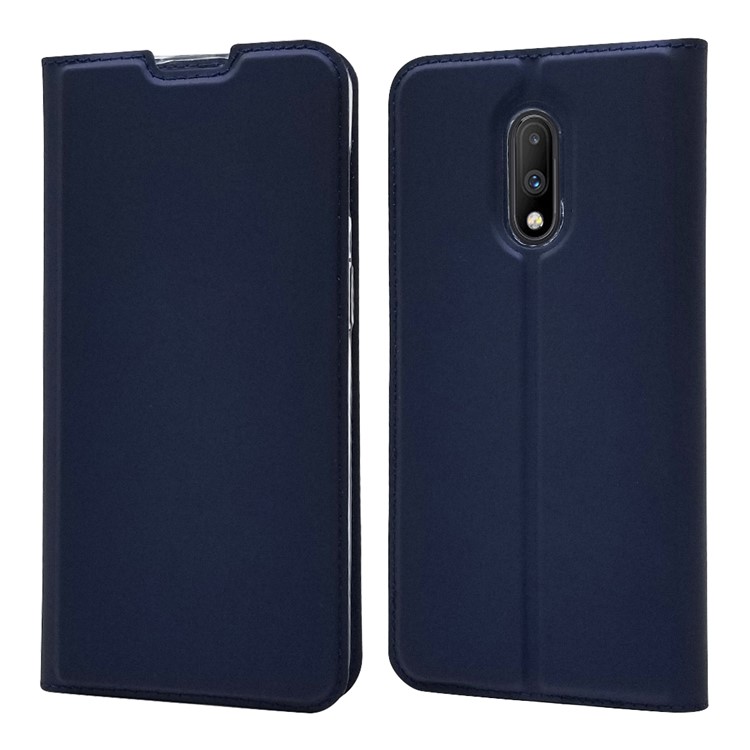 Magnetic Adsorption Leather Card Holder Casing for OnePlus 7 - Dark Blue-2