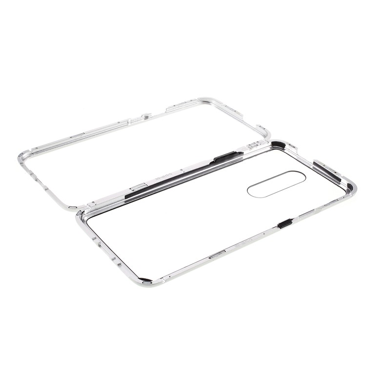 Cadre Métallique Magnétique Amovible + Étui De Protection En Verre Trempé Pour Oneplus 7 Pro - Argent-1