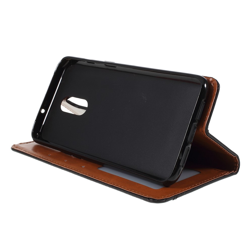 Auto-absorbed Wallet Leather Stand Phone Cover for OnePlus 7 - Black-6