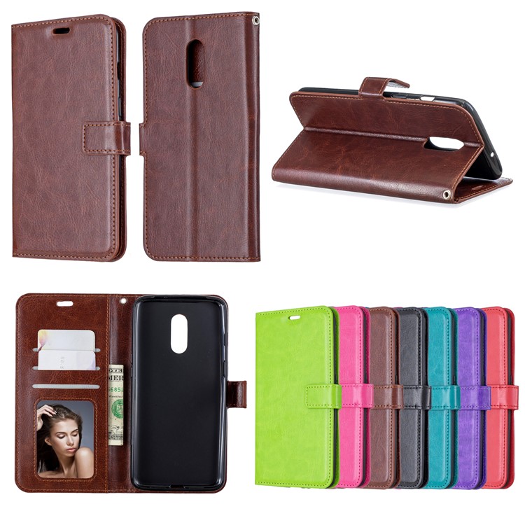 Crazy Horse Wallet Leather Stand Case for OnePlus 7 - Brown-10