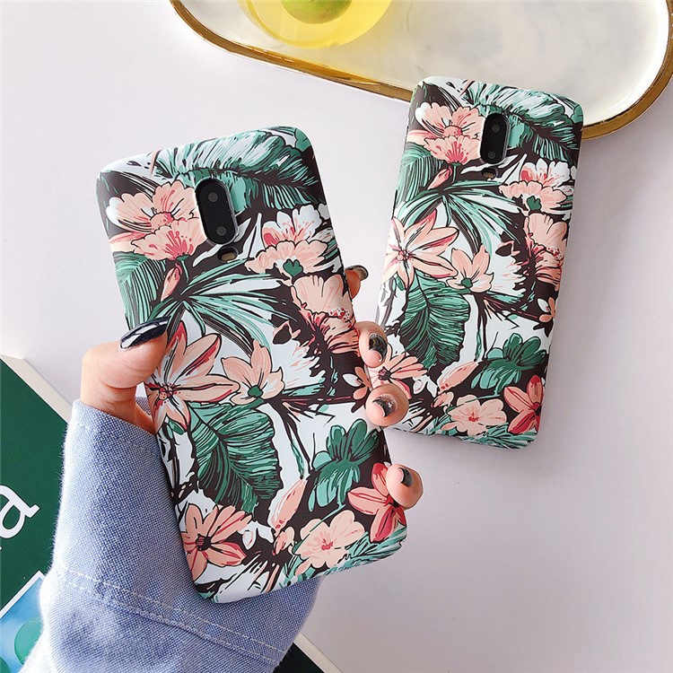 White Lotus Flower Embossment Luminous Phone Case Shell for OnePlus 7-2