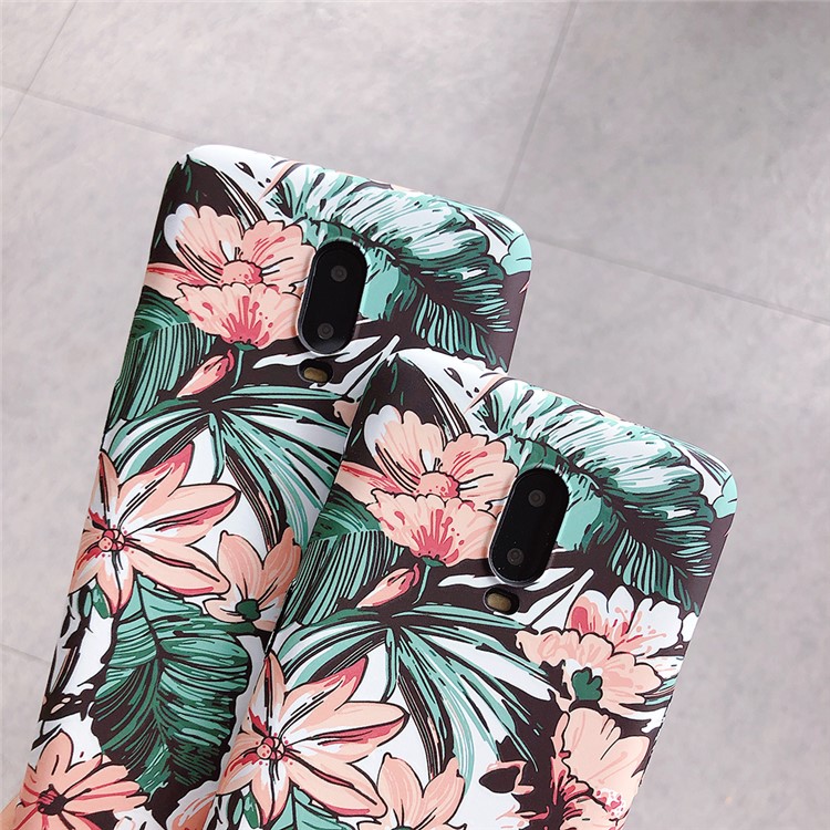 White Lotus Flower Embossment Luminous Phone Case Shell for OnePlus 7-6