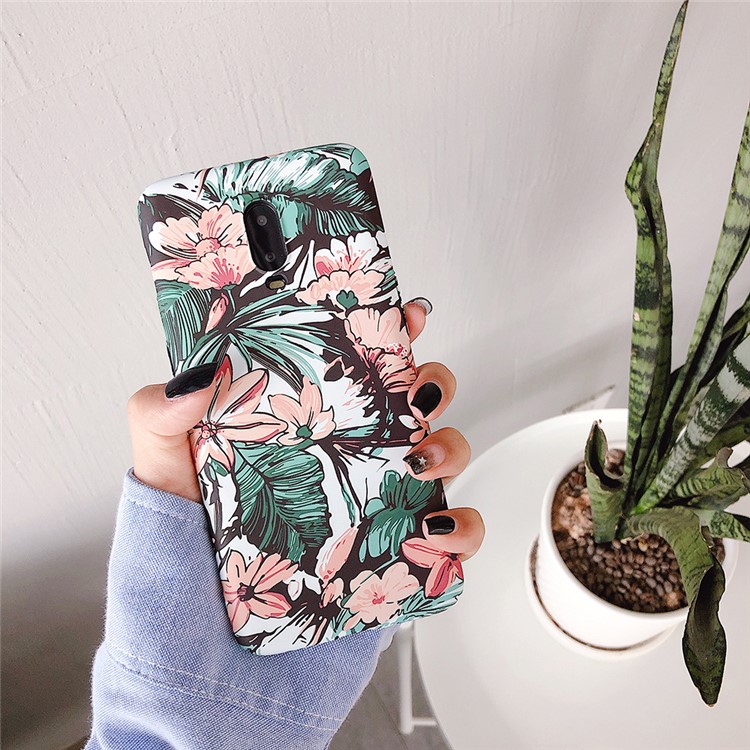 White Lotus Flower Embossment Luminous Phone Case Shell for OnePlus 7-9