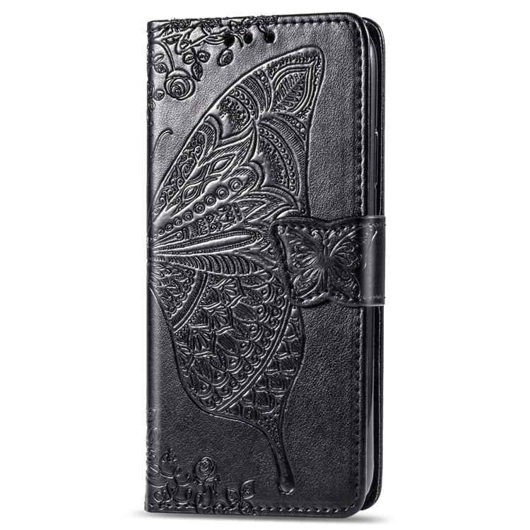 Dual-sided Imprint Butterfly Leather Wallet Stand Phone Case for OnePlus 7 - Black-2