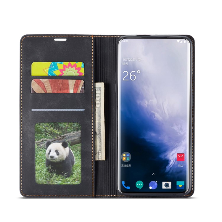 FORWENW Leather Wallet Stand Case for OnePlus 7 Pro - Black-4