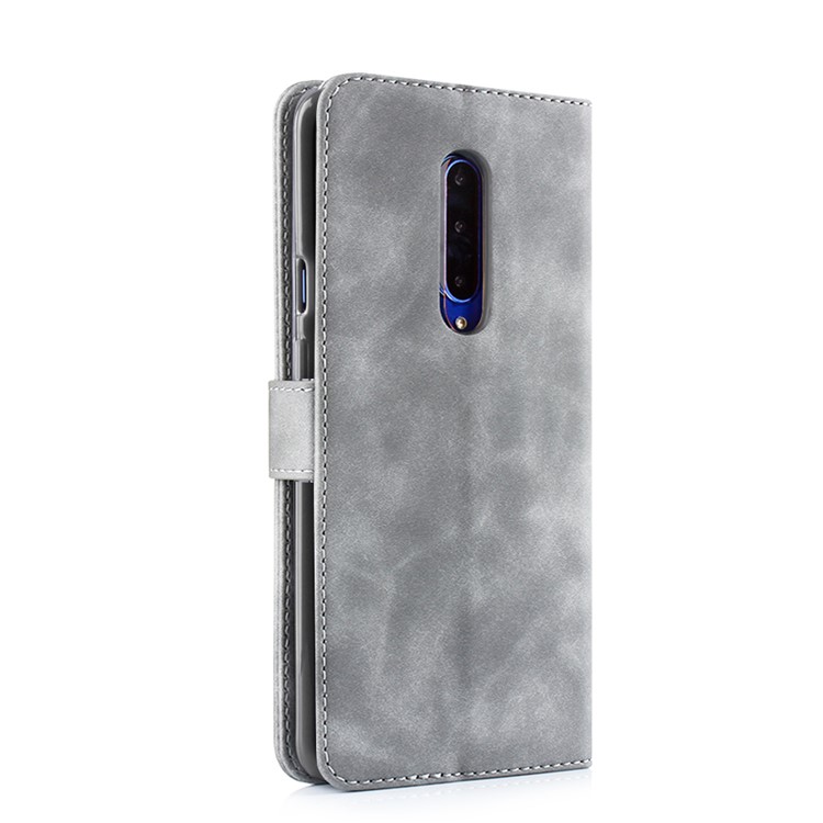 DIAOBAOLEE PU Leather TPU Wallet Stand Mobile Phone Cover Stand Casing for OnePlus 7 Pro - Grey-3