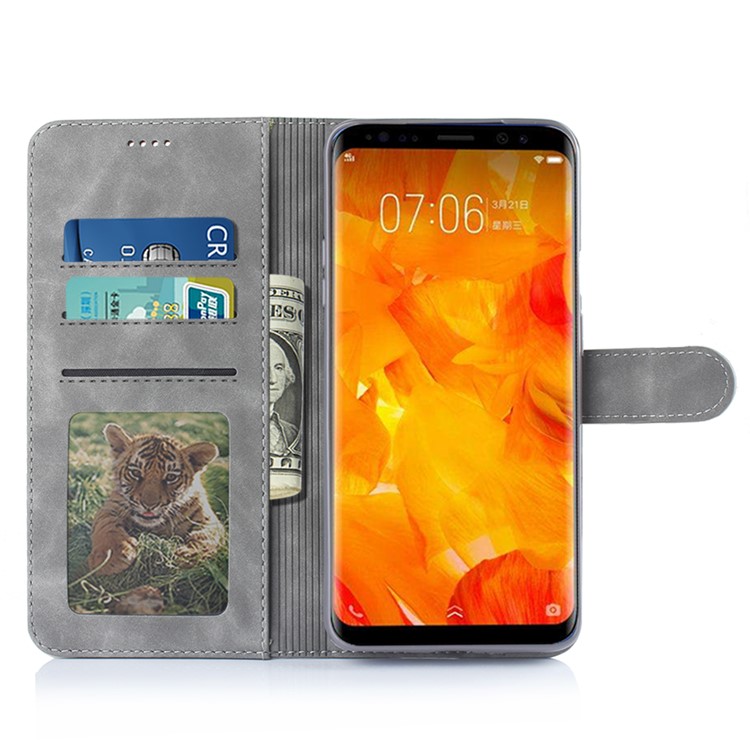 DIAOBAOLEE PU Leather TPU Wallet Stand Mobile Phone Cover Stand Casing for OnePlus 7 Pro - Grey-5