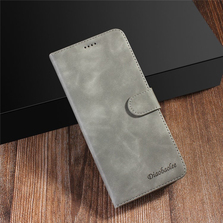 DIAOBAOLEE PU Leather TPU Wallet Stand Mobile Phone Cover Stand Casing for OnePlus 7 Pro - Grey-8