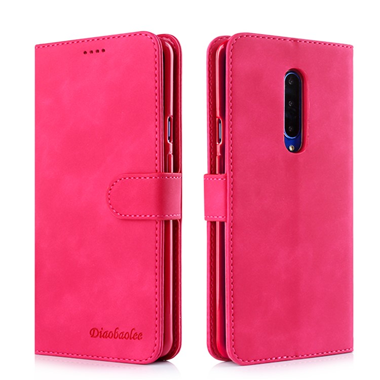 DIAOBAOLEE PU Leather TPU Wallet Stand Mobile Phone Cover Stand Casing for OnePlus 7 Pro - Rose-1