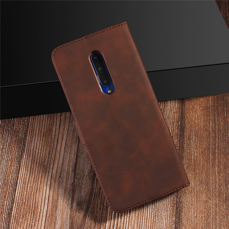 DIAOBAOLEE PU Leather TPU Wallet Stand Mobile Phone Cover Stand Casing for OnePlus 7 Pro - Coffee-8