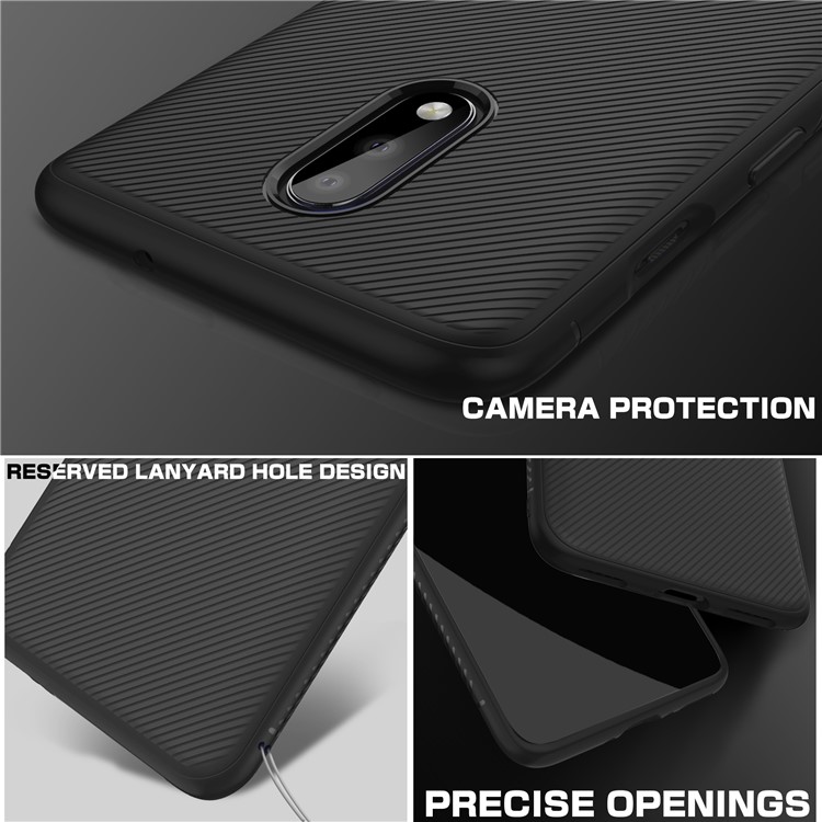 LENUO Twill Texture TPU Case for OnePlus 7 - Black-5