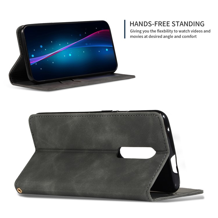 Auto-absorbed Business Style PU Leather Stand Phone Case with Card Slots for OnePlus 7 Pro - Black-5